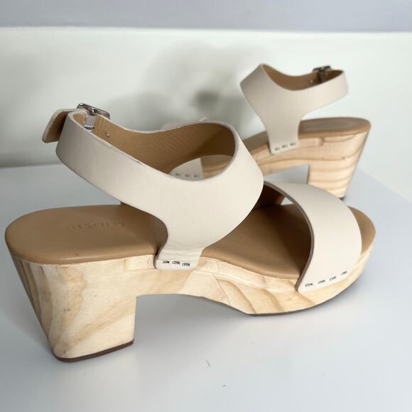 Nisolo All Day Open Clog Sandal Womens 8 Ivory Bone Wood Leather - Picture 4 of 12